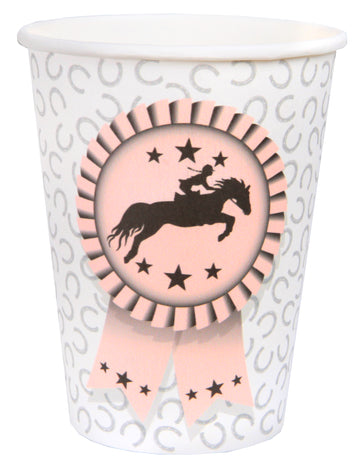 10 gobelets carton équitation 7,8 x 9,7 cm motif fer à cheval