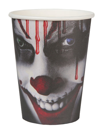 10 pahare negre din carton cu tema Halloween, 7,8 x 9,7 cm cm decor de clovn înfricoșător