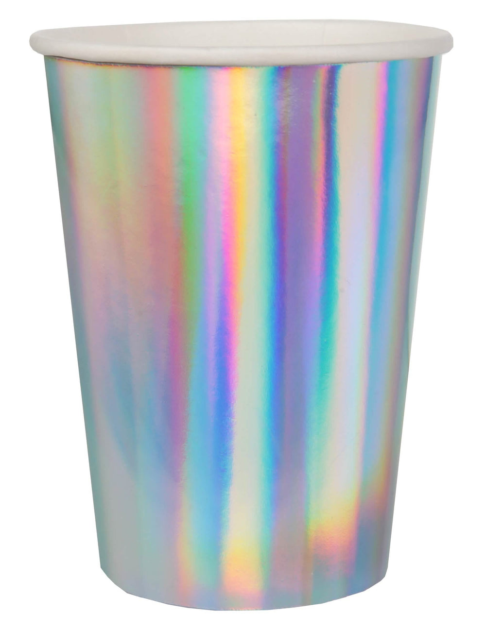Pahare din carton iridescente pentru petrecere, argintii holografice