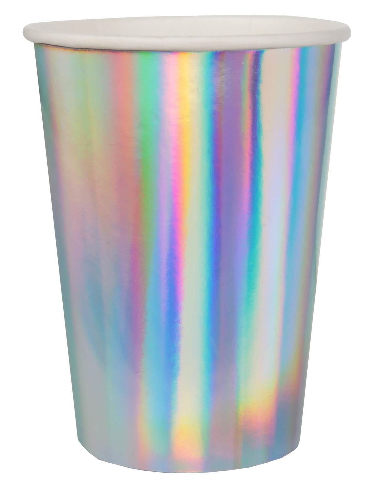 Pahare din carton iridescente pentru petrecere, argintii holografice