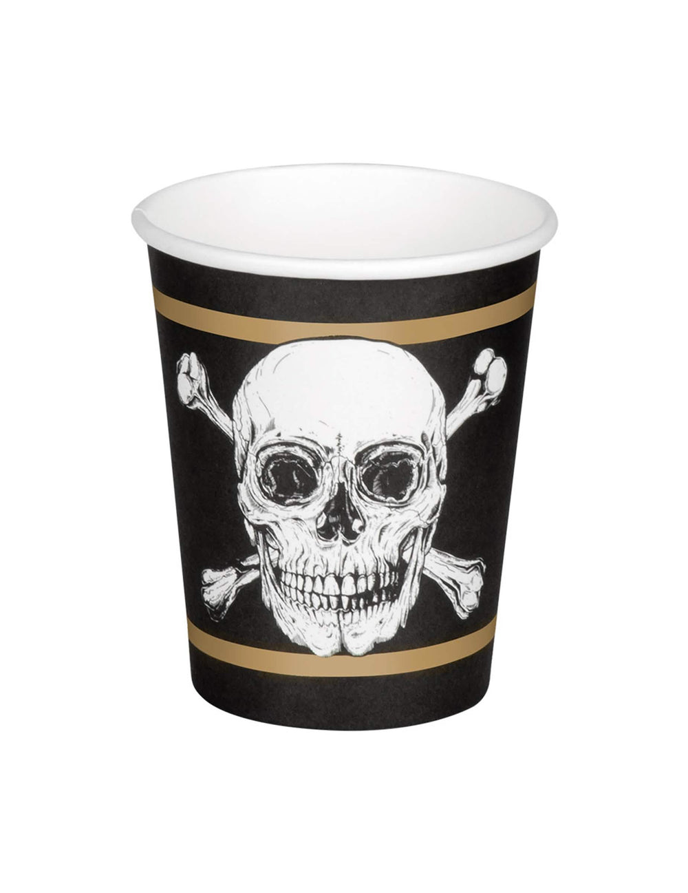 Vedere din față a unui pahar din carton Pirate Jolly Roger