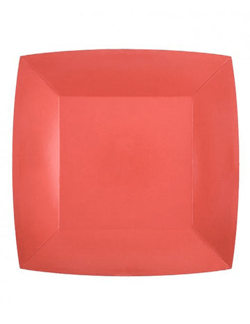 10 farfurii mari pătrate din carton roșii 23 cm originale