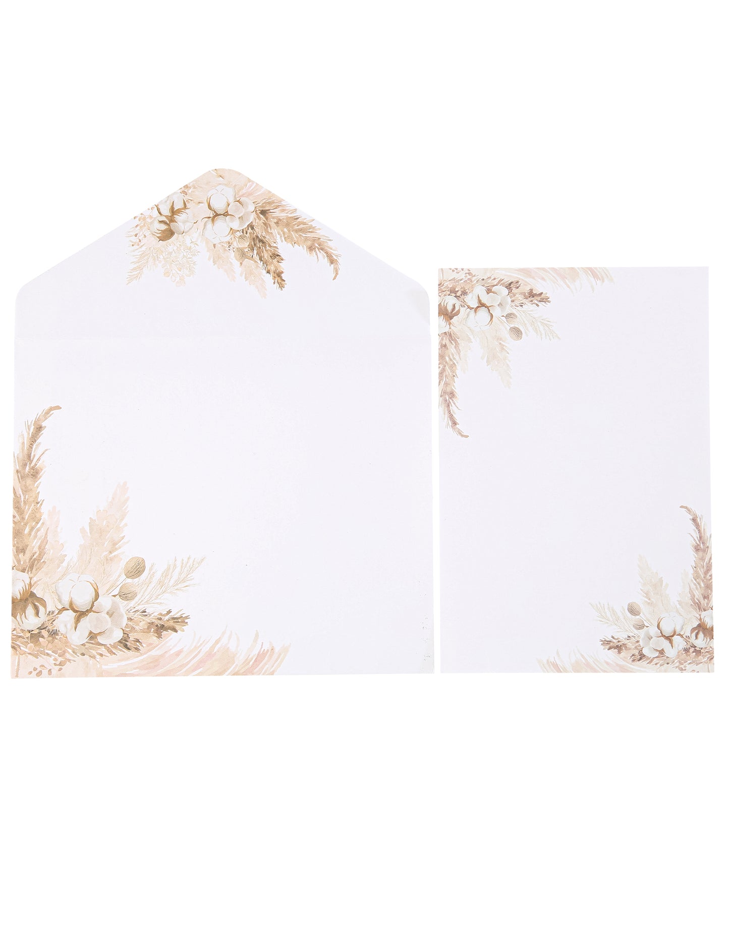 10 invitații pampas și flori de bumbac 10 x 15 cm cu plicuri 