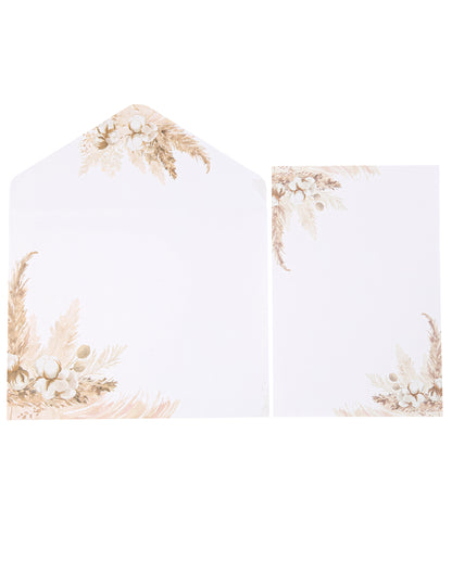 10 invitații pampas și flori de bumbac 10 x 15 cm cu plicuri 