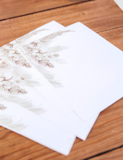 10 invitații pampas și flori de bumbac 10 x 15 cm cu plicuri 