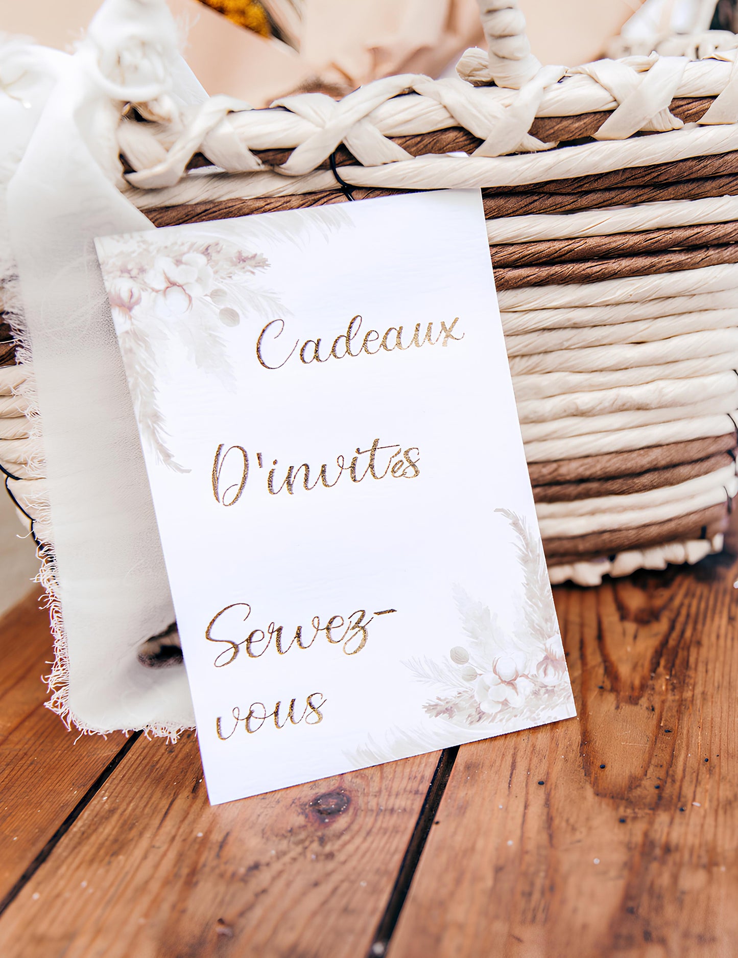 10 invitații pampas și flori de bumbac 10 x 15 cm cu plicuri 