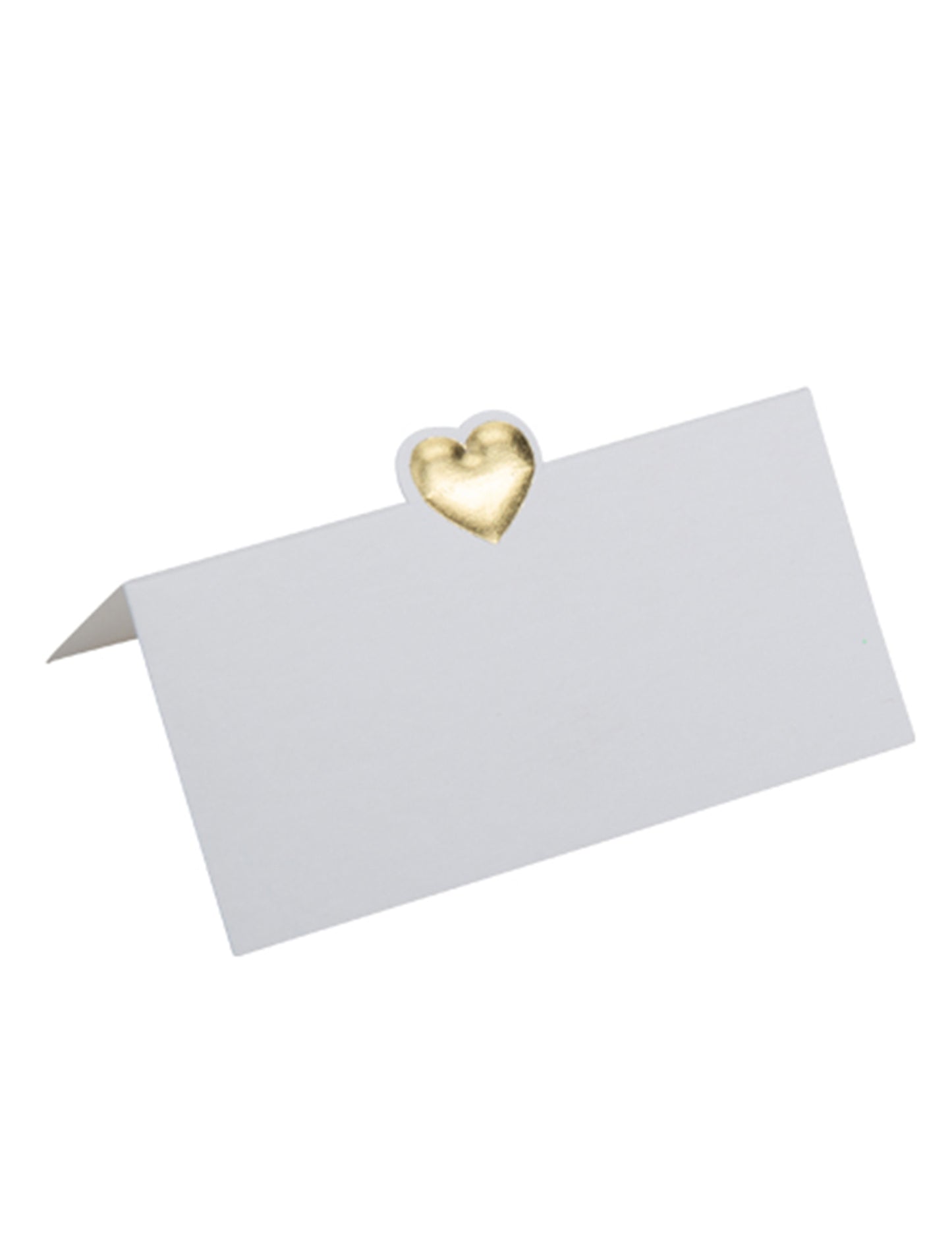 10 cartonașe de loc albe cu o inimă mică aurie, 20 x 10 cm cm în relief