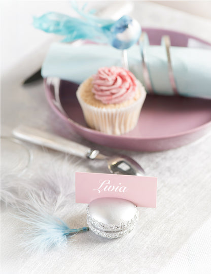 10 suporturi pentru nume dreptunghiulare roz deschis din carton 