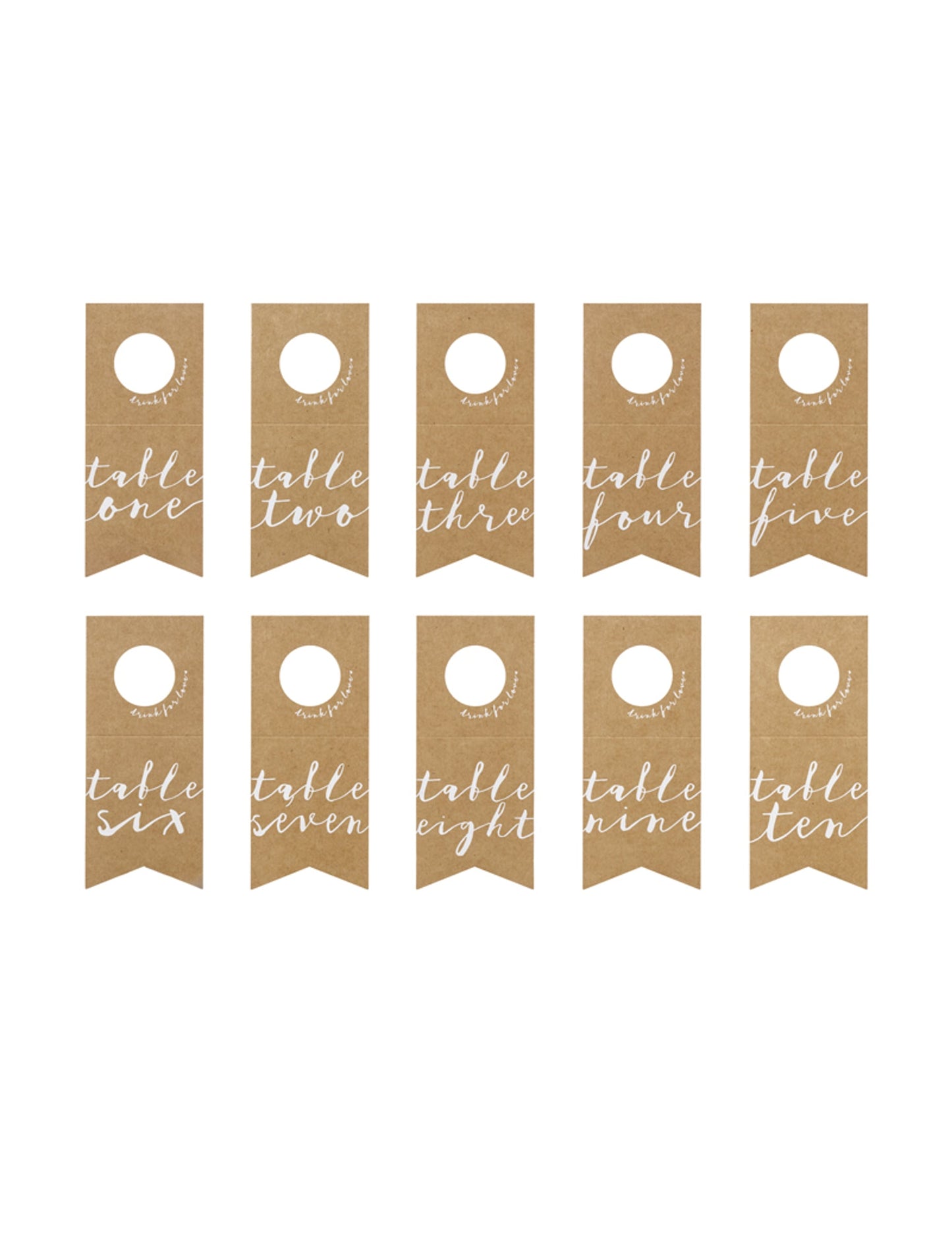 Vue d'ensemble des 10 numéros du marque table pour bouteilles pour fête kraft et blanc