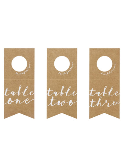 Marques tables pour bouteilles pour fête kraft et blanc