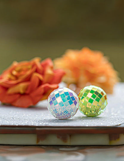 10 Mini boules à facettes irisées multicolores 4 cm