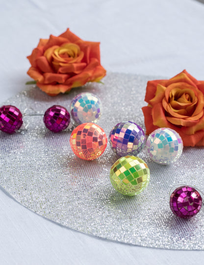 10 Mini boules à facettes irisées multicolores 4 cm