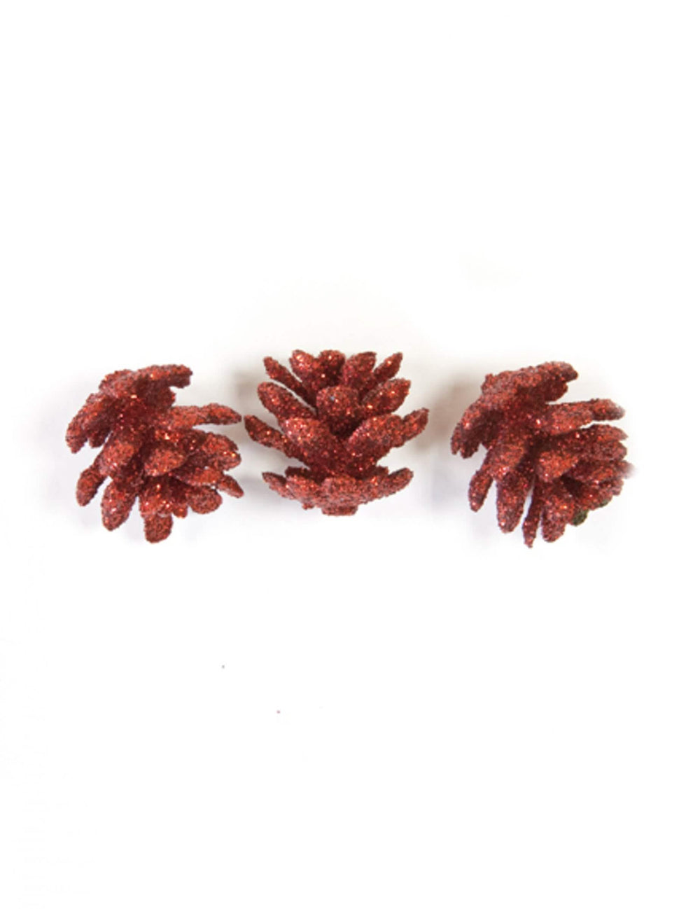 Mini conuri de pin sclipitoare de crăciun pentru decorațiune roșu