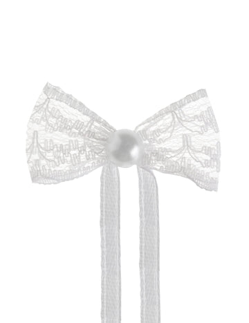 Nœuds en dentelle pour fête blancs avec perle