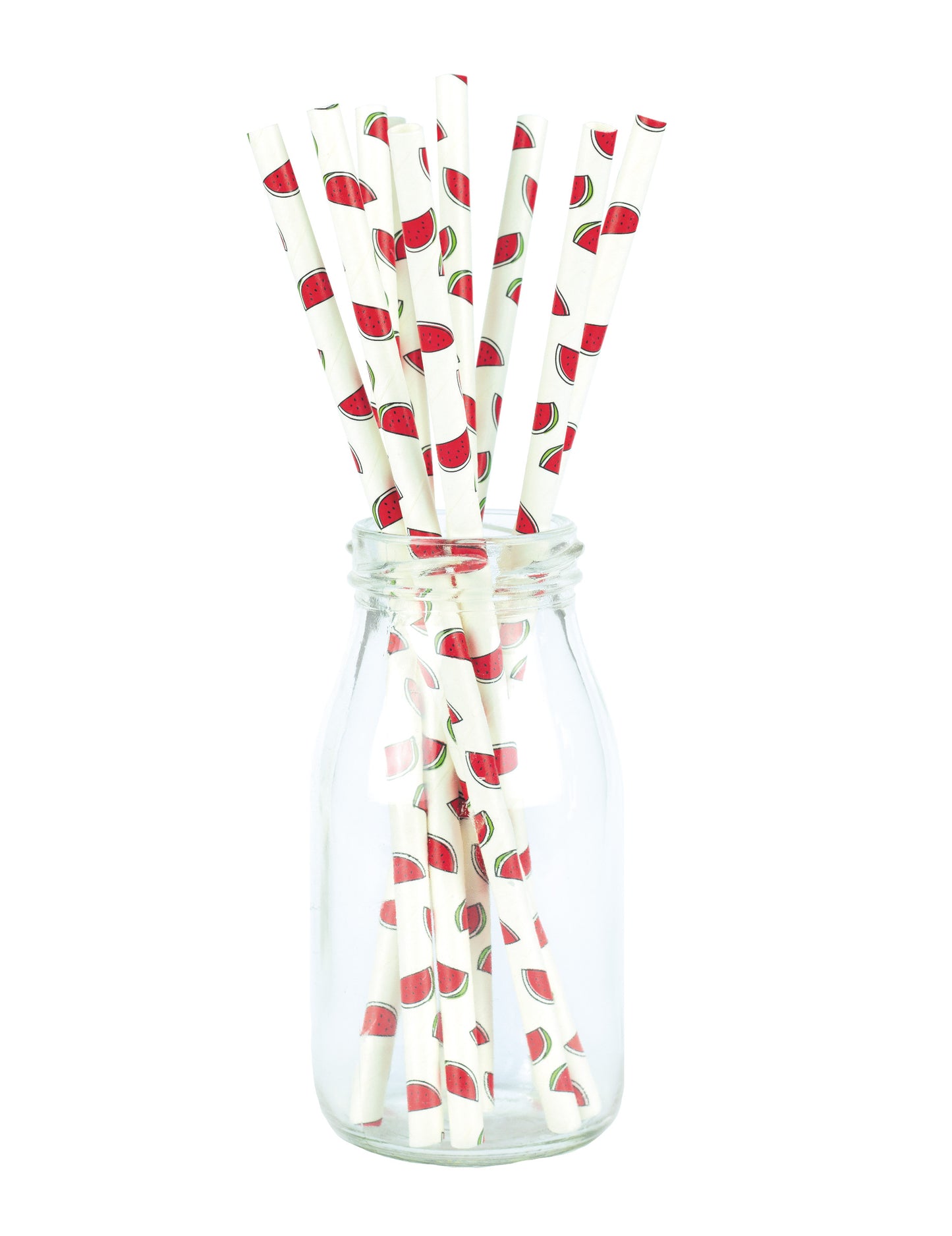 Pailles en carton pastèques fraîches pour cocktails blanches à motifs rouges et verts