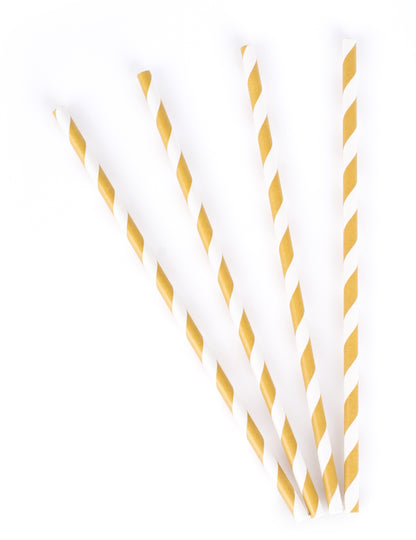 10 paie din carton cu dungi albe mate și aurii 19,5 cm