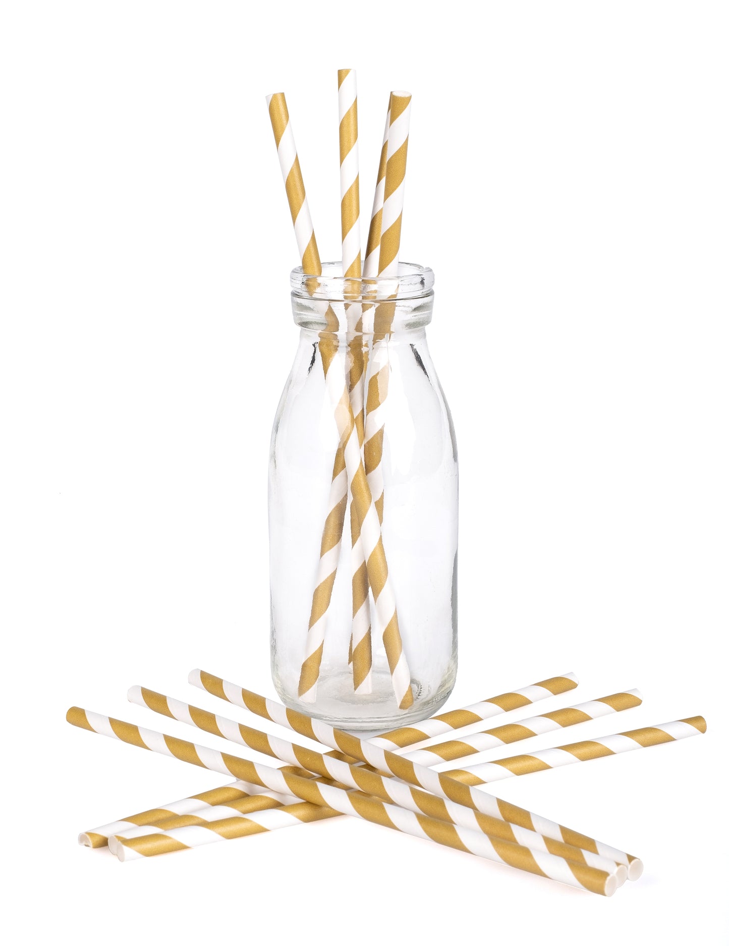 10 paie din carton cu dungi albe mate și aurii 19,5 cm