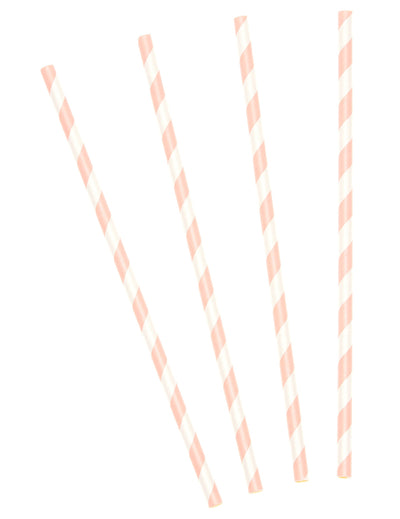 Pailles en carton rayées pour boissons froides rose et blanc