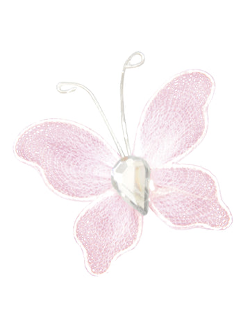 10 fluturi roz decorativi mici 2 x 3 cm pentru nunți și botezuri