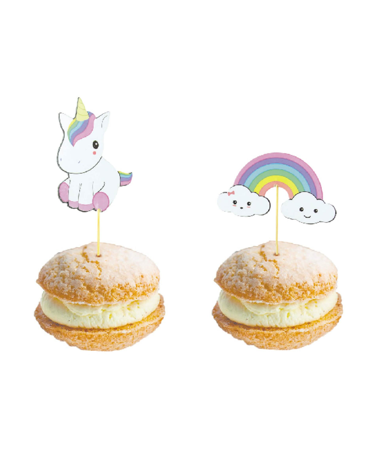 Picuri din lemn bebeluș unicorni și curcubeu pentru decorațiune de petrecere multicoloră