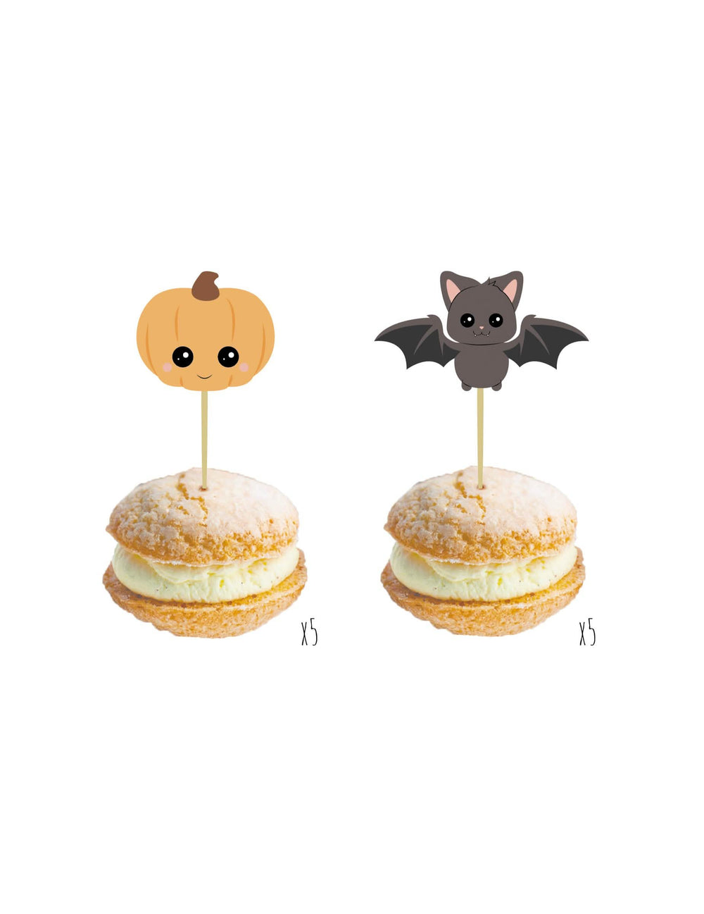 Bețe din lemn cu dovleac și liliac pentru halloween portocaliu și gri