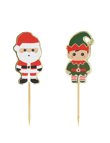 10 agrafe din lemn Sweety Christmas cm Moș Crăciun și elful