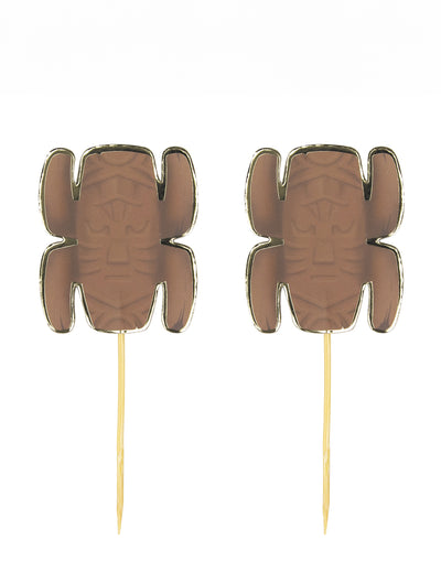 Pics en bois totem aventurier marron