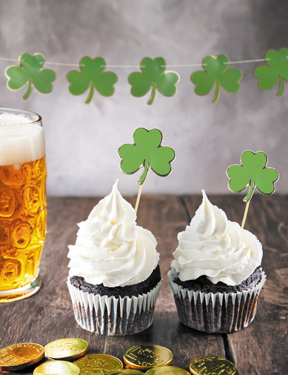 10 Vârfuri de lemn Clover Saint Patrick 8 x 5 cm