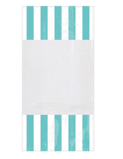 Sachets en plastique rayés menthe avec fenêtre