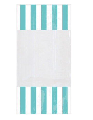 10 pungi din plastic cu dungi mentă 25 x 13 cm cu fereastră 