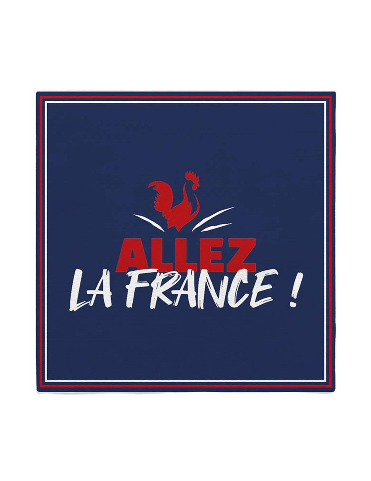 Serviettes en papier Allez la France bleu marine avec coq rouge et liseré tricolore