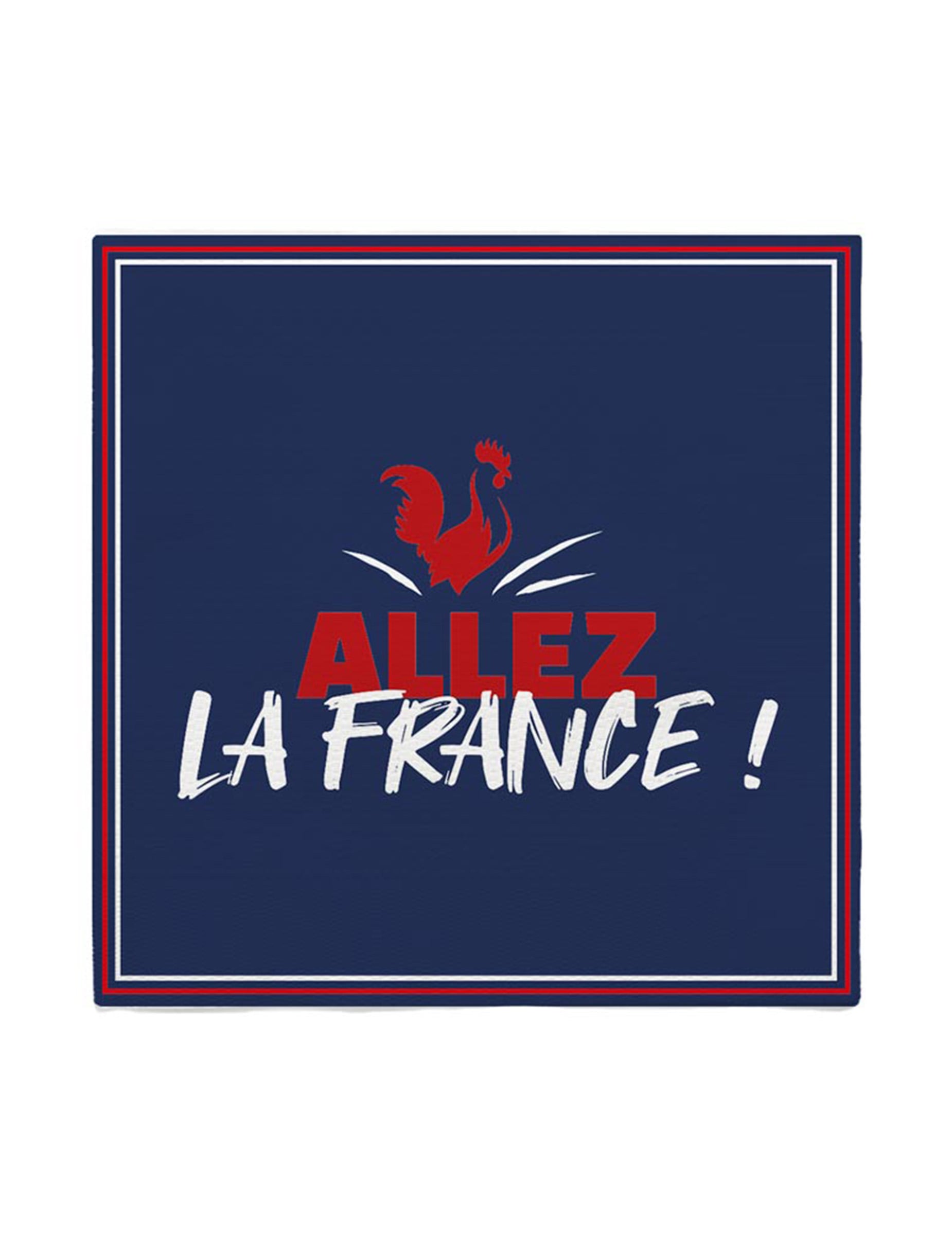 Serviettes en papier Allez la France bleu marine avec coq rouge et liseré tricolore