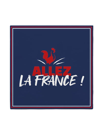 Serviettes en papier Allez la France bleu marine avec coq rouge et liseré tricolore