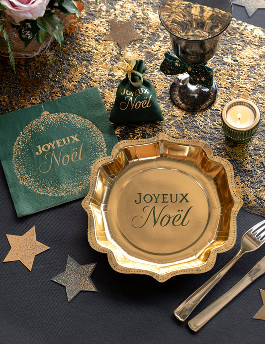 10 șervețele Crăciun Strălucitor verde brad 33 x 33 cm