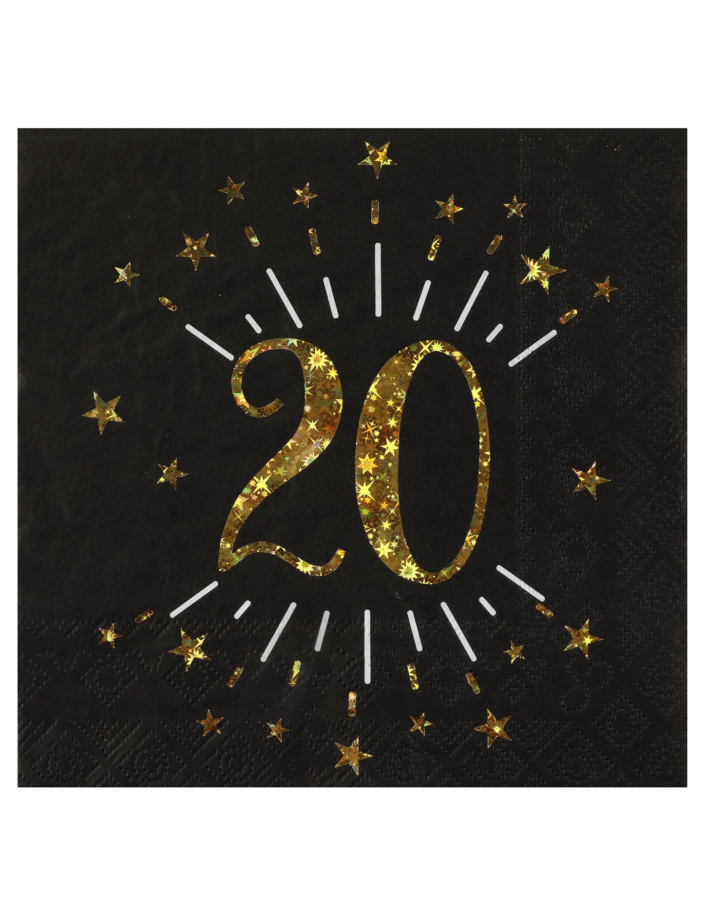 Serviettes papier joyeux anniversaire 20 pour fête noir et or