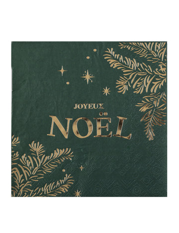 10 șervețele de hârtie de Crăciun verzi și aurii, 33 cm, Crăciun Fericit