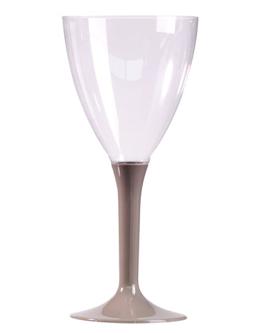 10 pahare de vin gri cu picior, 160 ml, plastic