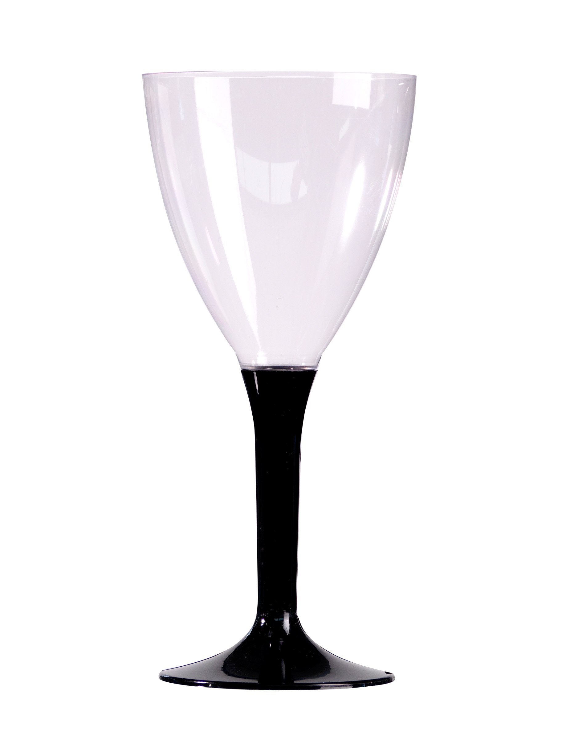 Verre à vin pour fête transparent avec pied noir en plastique