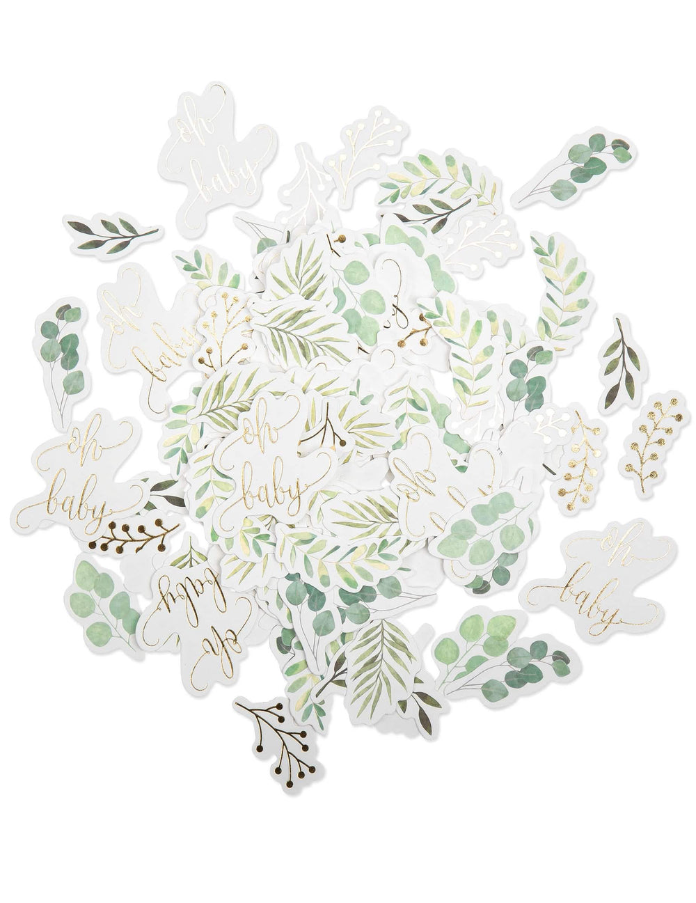 confetti oh baby vegetal și eucalipt pentru baby shower verde și auriu