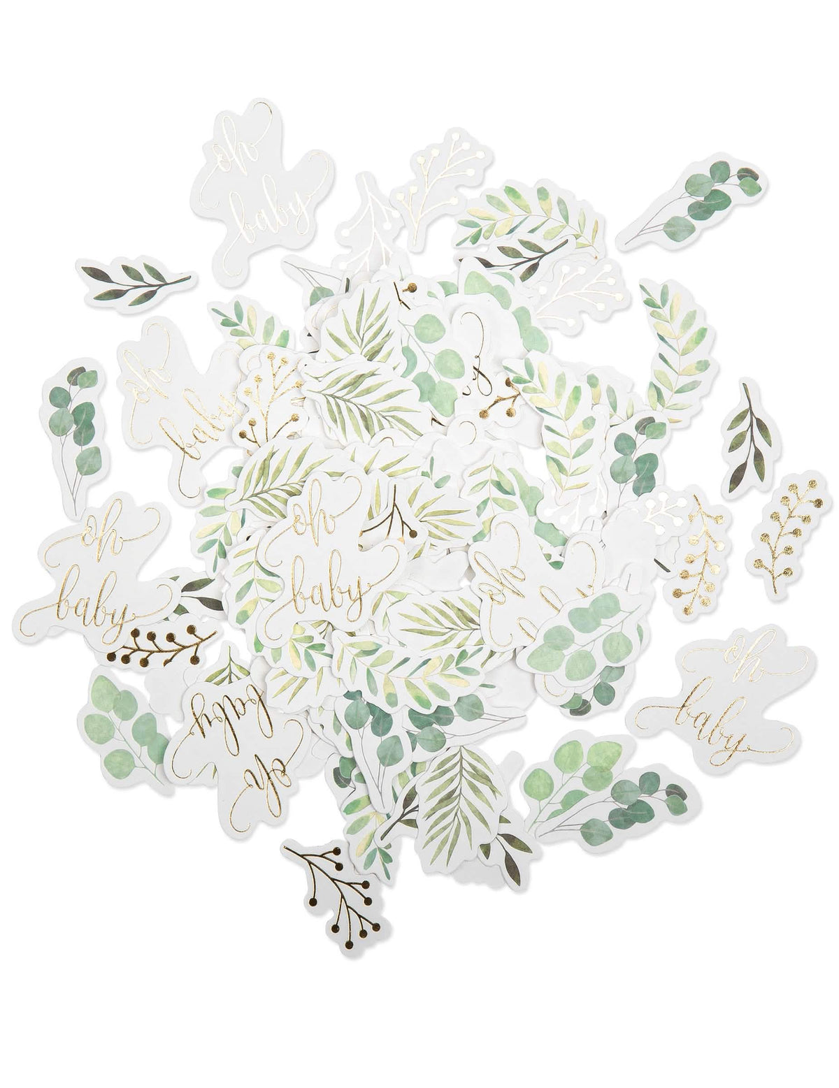 confetti oh baby vegetal și eucalipt pentru baby shower verde și auriu