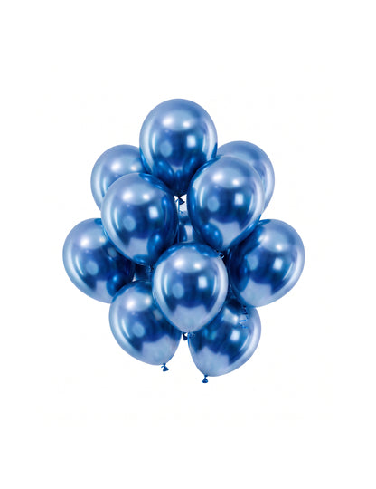 100 Mini ballons latex métallisés bleu foncé 13 cm