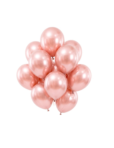 100 mini baloane din latex metalic auriu-roz de 13 cm pentru petreceri