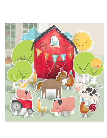 11 decorațiuni de masă din carton cu tematică de fermă pentru o zi de naștere