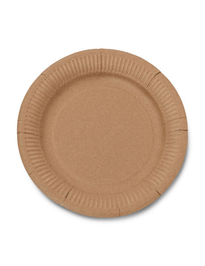 Détail de la bordure des assiettes en carton kraft marron recyclables