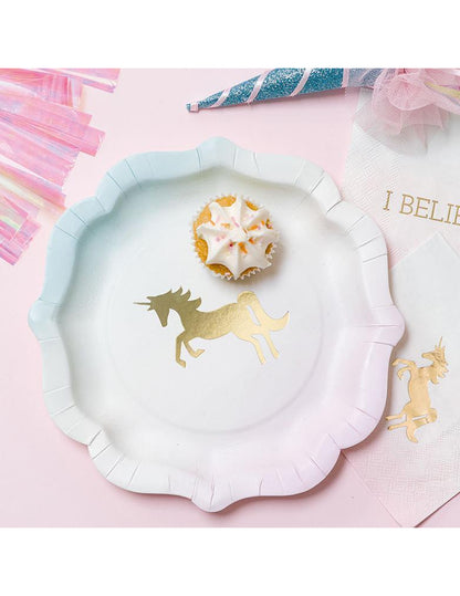 12 farfurii din carton cu unicorn 21 cm 