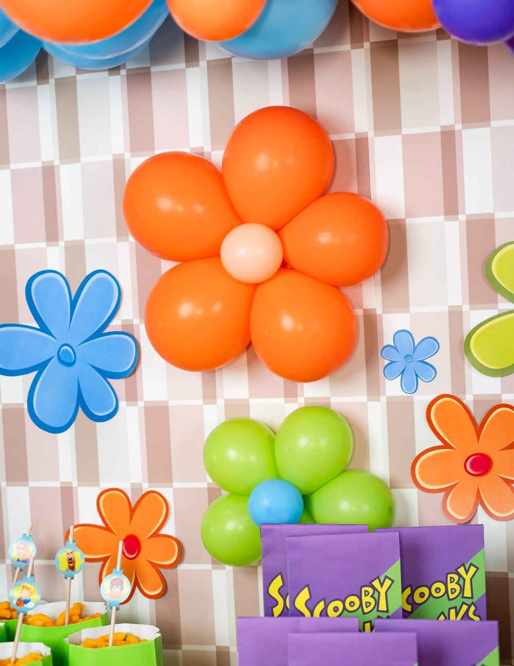Decor în formă de floare din baloane pentru petrecere portocaliu
