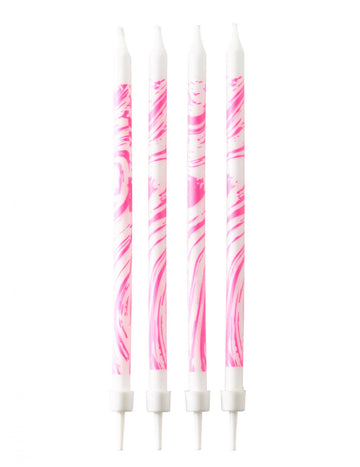 12 lumânări din marmură roz și albă cm ziua de naștere