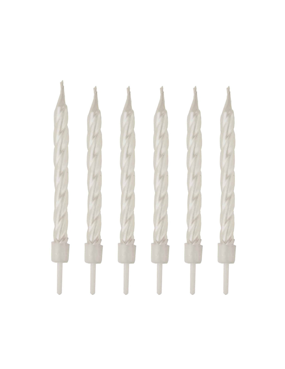 Bougies d'anniversaire spirales pour gâteau blanches nacrées