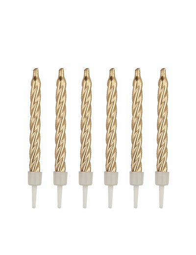 Bougies d'anniversaire pour fête dorées avec bobèches
