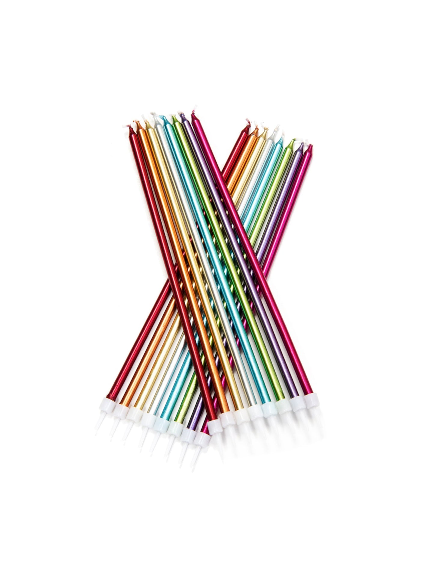 12 lumânări gigant metalizate multicolore 18 cm pentru tort de aniversare 